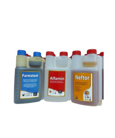 Munich Vet 3-Piece Set Farmatom Vitamin + Alfamin + Neftor Wheezing Set - 500 Ml