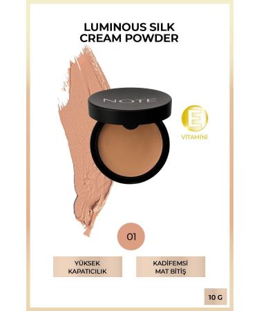 Note Cosmetics Luminous Silk Cream Powder Patakrem Matte Finish Powder Foundation - 01 Beige