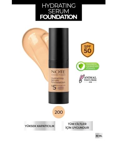 Note Cosmetics Hydrating Serum Spf 50 Moisturizing Effective Hyaluronic Acid Serum Foundation - 200