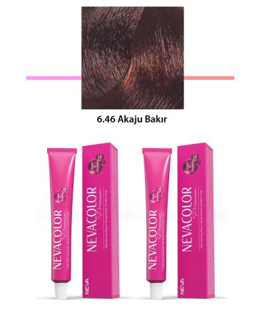 NEEF 2 Set Premium 6.46 Akaju Copper - Permanent Cream Hair Dye 2 X 50 g Tube - NEF9224-6048