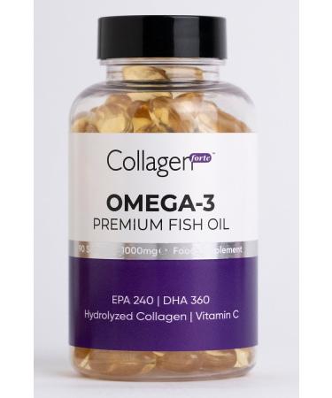 Collagen Forte Platinum Omega-3 Premium Fish Oil 90 Softgel X 1000mg Fish Oil Hydrolyzed Collagen & Vitamin C