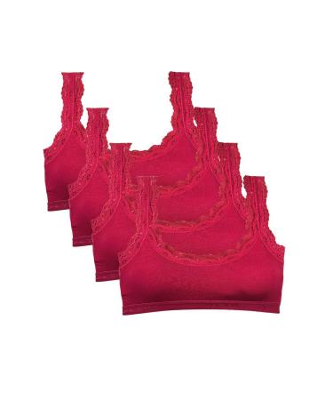 Skygo 4 Piece Lace Embroidery Padded Bamboo Women's Bustier Claret Red