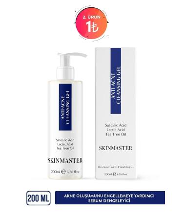 SkinMaster Anti-Acne and Blackhead Sebum Balancing Facial Cleansing Gel (bha + Lactic Acid + Tea Tree Oil)
