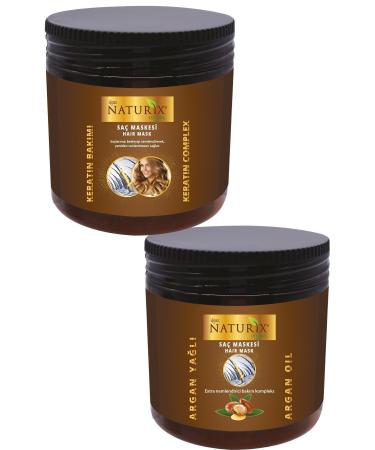 Ilgaz Naturix Organix Herbal Repair Hair Care Mask Argan Hair Mask 500 Ml + Keratin Care Hair Mask 500 Ml Set