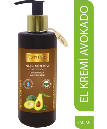 Naturix Avocado Oil Extract 250 ml Organic Daily Care Cream Moisturizing Hand - Face - Body Care Cream
