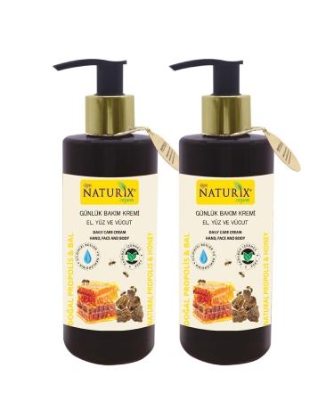 Naturix 2 Pieces Natural Propolis & Honey Extract 250 ml Moisturizing Hand - Face - Body Care Cream