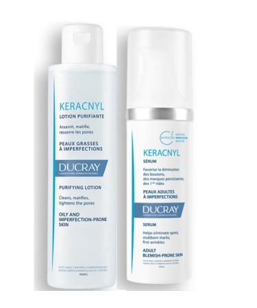 Ducray Keracnyl Purifying Lotion 200 Ml Keracnyl Anti-Stain and Anti-Wrinkle Serum 30 Ml