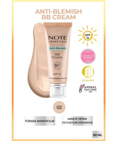 Note Cosmetics Anti-Blemish BB Cream SPF 15 Acne Prone Skin BB Cream - 02 Light Beige