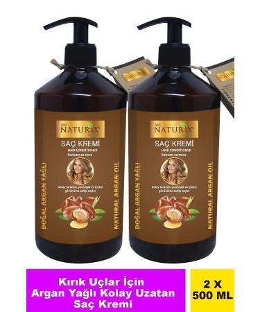 Naturix 2-Pack Fast Hair Growth Effect Natural Argan Oil Hair Care Cream 500 Ml Argan Hair Cream