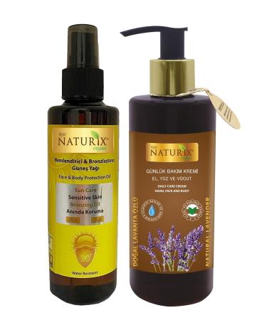 Naturix Bronzing Spf 30 Orange Oil Sun Oil 200 Ml + Lavender Oil Hand Face Body Lotion 250 Ml