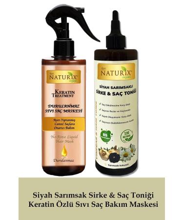 Naturix Black Garlic Vinegar & Hair Tonic Vitamin B5 Odorless Keratin Essence Liquid Hair Mask No Rinse