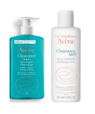 Avene Cleanance Face and Body Cleansing Gel 400 Ml - Cleanance Matte Mattifying Lotion 200 Ml
