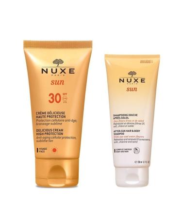 Nuxe Sun Sunscreen Face Cream Spf 30 50 Ml - After Sun Moisturizing Hair and Body Shampoo