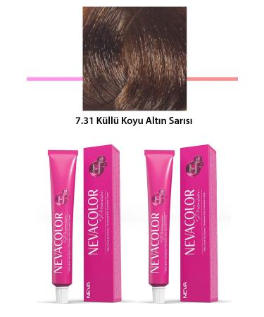 sahbulstore 2 Set Premium 7.31 Ash Dark Golden Blonde - Permanent Cream Hair Dye 2 X - SBS8657-2840