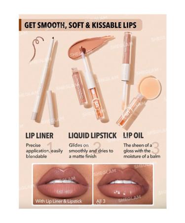 SHEGLAM SOFT 90'S GLAM LIP LINER AND LIP DUO SET- 3in1 MOODY TAUPE LIP SET - Buy Online on GoSupps.com
