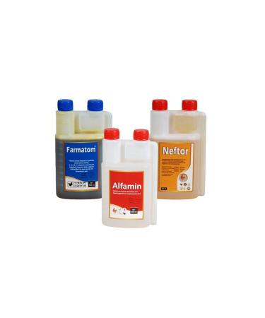 Munich Vet 3-Piece Set Farmatom Vitamin (500 ml) - Neftor Wheezing (500 ml) - Alfamin (500 ml)