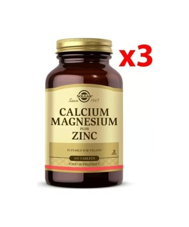 Solgar Calcium Magnesium Plus Zinc 100 Tablets 3 Pieces