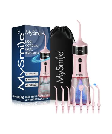 mysmile Sterilizable Cordless Tooth Cleaner 335ML Portable OLED Display 4 Modes and 8 Jet Tips