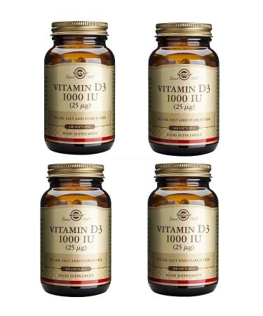 Solgar Vitamin D3 1000 Iu 25 mg (100 Capsules) X4 Units