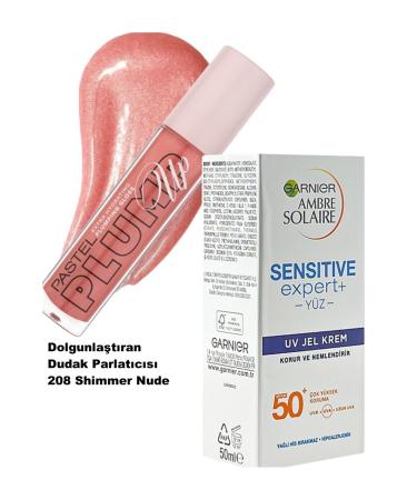 Pastel Plumping Lip Gloss 208 Shimmer Nude + Ambre Solaire Sunscreen Face Cream Spf 50 50 ml