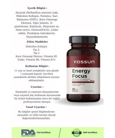 yossun ENERGY FOCUS Softgel Supplement Containing Korean Ginseng - Buy Online on GoSupps.com
