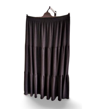 Skygo Elastic Waist Plaid Fabric Skirt Mother Skirt Long Prayer Skirt Black 44-52 size