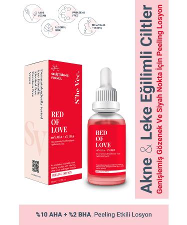 SHE VEC RED OF LOVE - AHA & BHA 2% Skin Tone Equalizer Revitalizing Red Peeling Serum 30ml