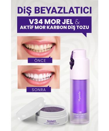Smilekit Purple Teeth Whitening Gel (V34) & Purple Carbon Teeth Whitening Powder