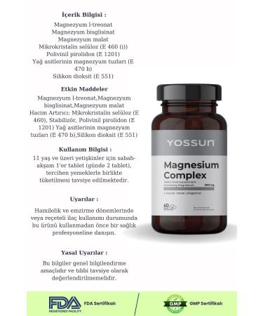 YOSSUN Magnesium Complex Tablet Food Supplement 1000mg - Buy Online on GoSupps.com