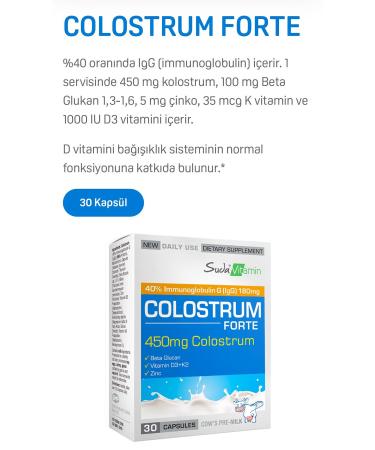 Vitamin Colostrum Forte 450 Mg 30 Capsules in Water - Buy Online on GoSupps.com