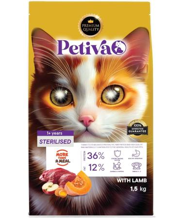 Petiva Lamb Meat Dry Cat Food for Sterilized Adult Cats (1.5 KG LAMB)