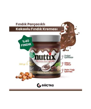 NUTTIX Additive-Free Natural Cocoa Hazelnut Cream 300 gr - Buy Online on GoSupps.com