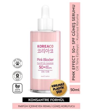 KOREACO Blocker Pink 0 Pure SPF 50+ Tone Equalizer High UVB+UVA Protection 50ml Sun Serum