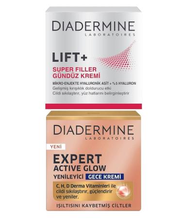 Diadermine Expert Active Glow Regenerating Night Cream+lift+ Superfiller Anti-Aging Day Cream