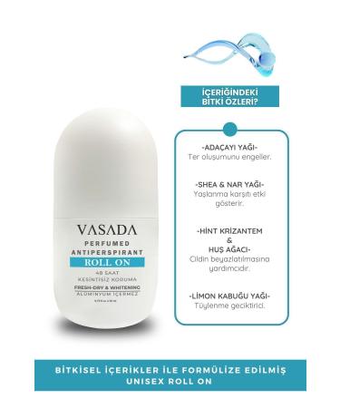 Vasada Anti-Sweat Odor Whitening Aluminum-Free Unisex Roll-on 50 ml - Buy Online on GoSupps.com