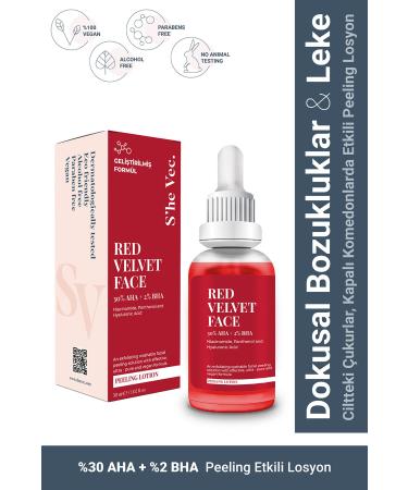 SHE VEC RED VELVET FACE - AHA 0 & BHA 2% Skin Tone Equalizer Purifying Red Peeling Serum 30ml