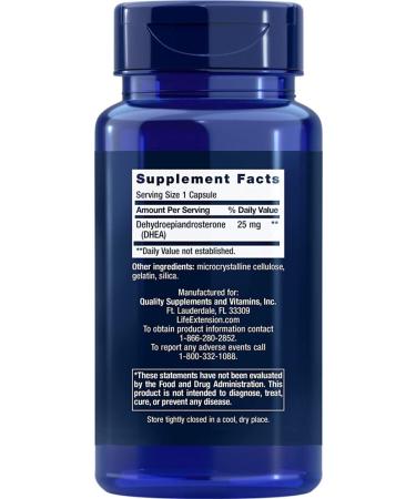 Life Extension Dhea 25mg Capsules 100 Count - Buy Online on GoSupps.com