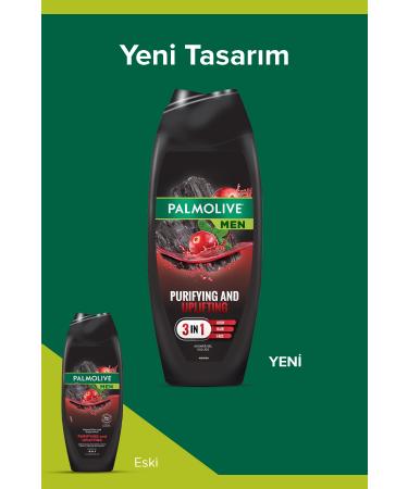 Palmolive Men Purifying & Uplifting Natural Charcoal 3in1 Men's Shower Gel and Shampoo 500 ml - Buy Online on GoSupps.com