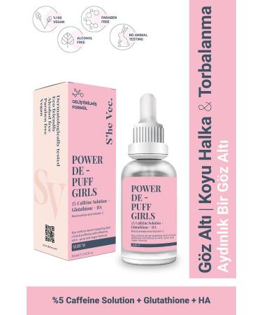 SHE VEC POWER DE-PUFF GIRLS - Anti-Puffiness Dark Circles and Dark Circles Caffeine 5% Eye Contour Serum