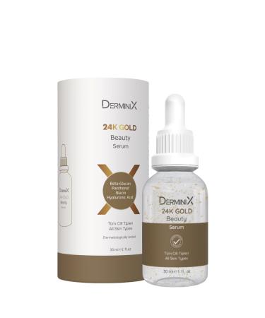 Derminix 24k Gold Beauty Skin Care Serum with Gold Particles and Hyaluronic Acid - Buy Online on GoSupps.com