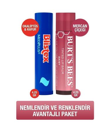 Blistex Medplus Burt's Bees Tinted Lip Balm Coral Flower
