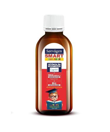 Sorvagen Smart Kids Liquid Form - Citicoline DHA Omega 3 Norwegian Fish Oil and B12 - 150 ml - Buy Online on GoSupps.com