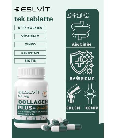 Eslvit 5 Type Hydrolyzed Collagen Type 1 Type 2 Type 3 Type 5 Type 10 (Vitamin C Zinc Selenium) 90 tablets - Buy Online on GoSupps.com