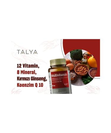 Talya Multivitamin Containing Supplementary Food (Minerals Red Ginseng and Coenzyme Q10) 60 Tablets - Buy Online on GoSupps.com