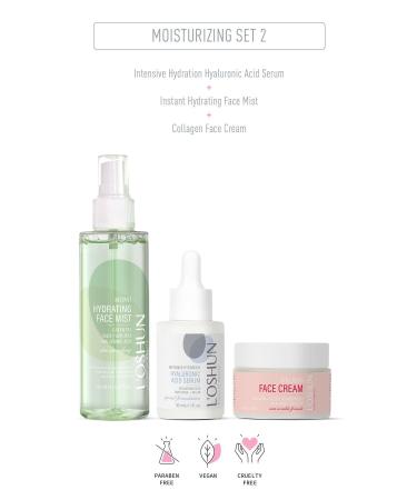 L'OSHUN Green Tea - Hyaluronic Acid and Collagen - Facial Moisturizer Routine Set