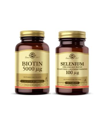 Solgar Biotin 5000 Mcg 50 Capsules + Selenium 100 Tablets