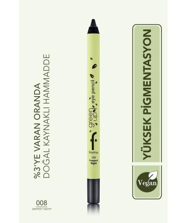 Flormar Long-Lasting Intense Pigment Green Up Matte Finish Vegan Eye Pencil-008 Deepest Nght-8682536079730