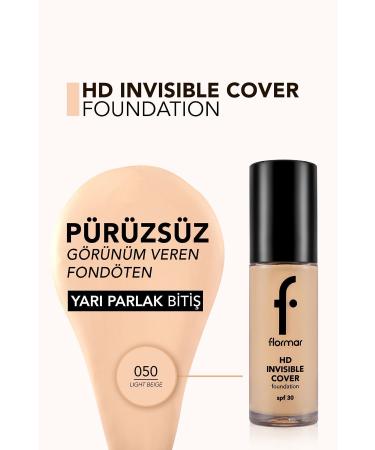 Flormar Natural Finish Foundation - Invisible Cover HD Fdt. - 050 Light Beige - 8682536059053 - Buy Online on GoSupps.com