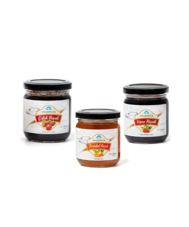anadolia Jam Set - Cherry Jam Orange Jam Strawberry Jam 3 Piece Set