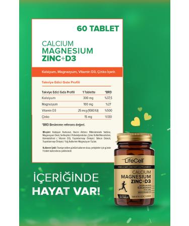 Lifecell Calcium - Magnesium - Zinc - D3 - (CALCIUM MAGNESIUM ZINC AND VITAMIN D3) Food Supplement - Buy Online on GoSupps.com